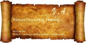 Veszelovszky Ambos névjegykártya